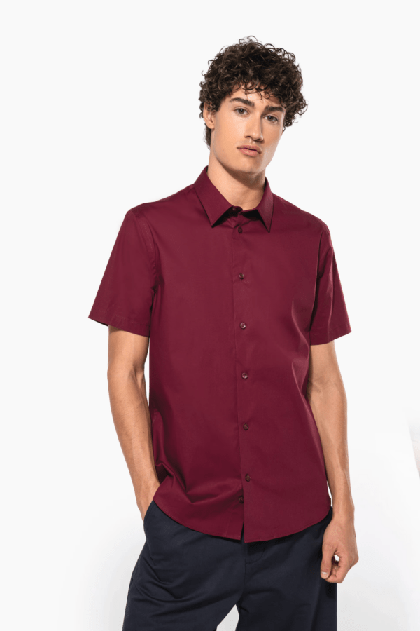 kariban chemise coton / élasthanne manches courtes