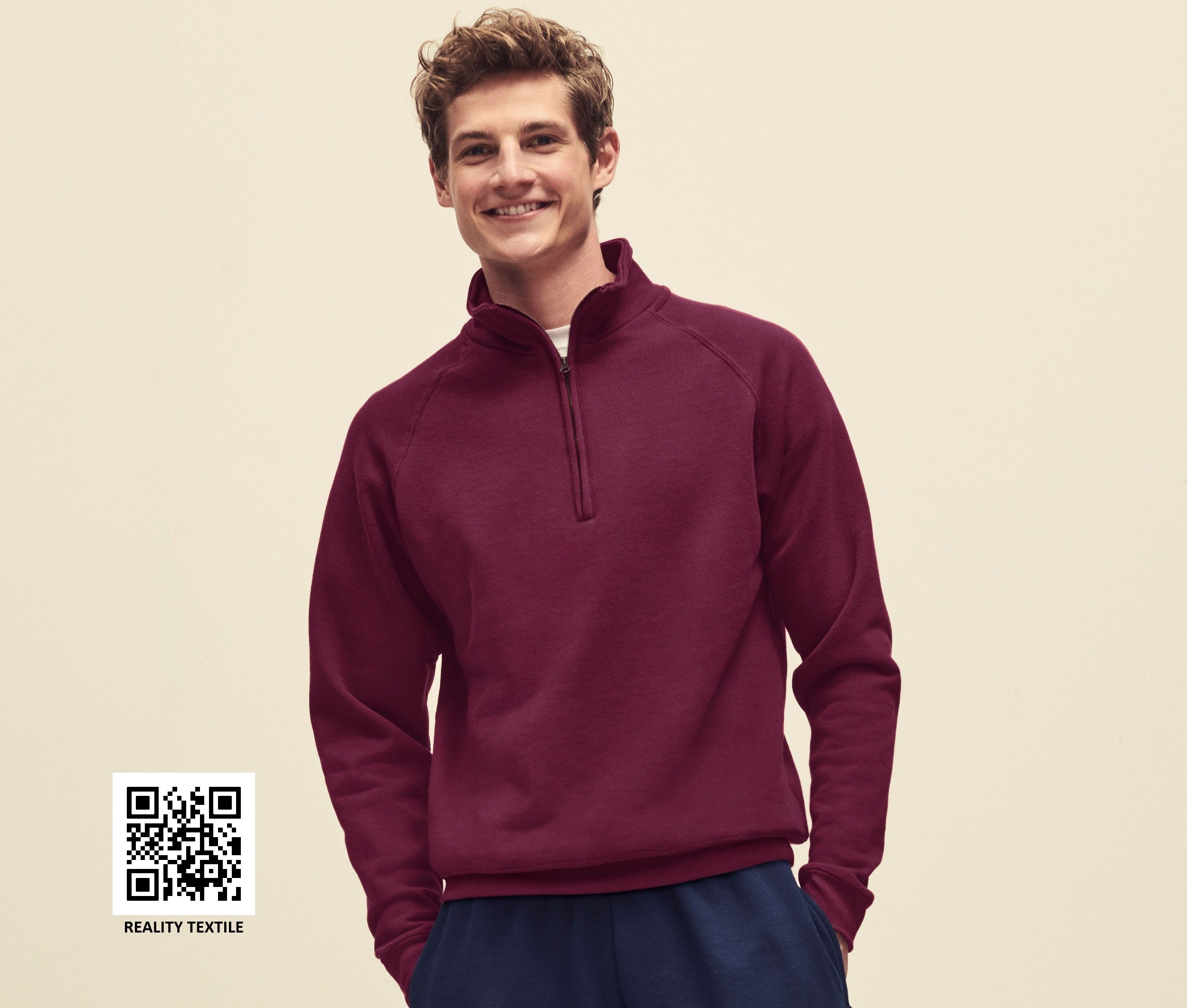 fruit of the loom classic zip neck sweat