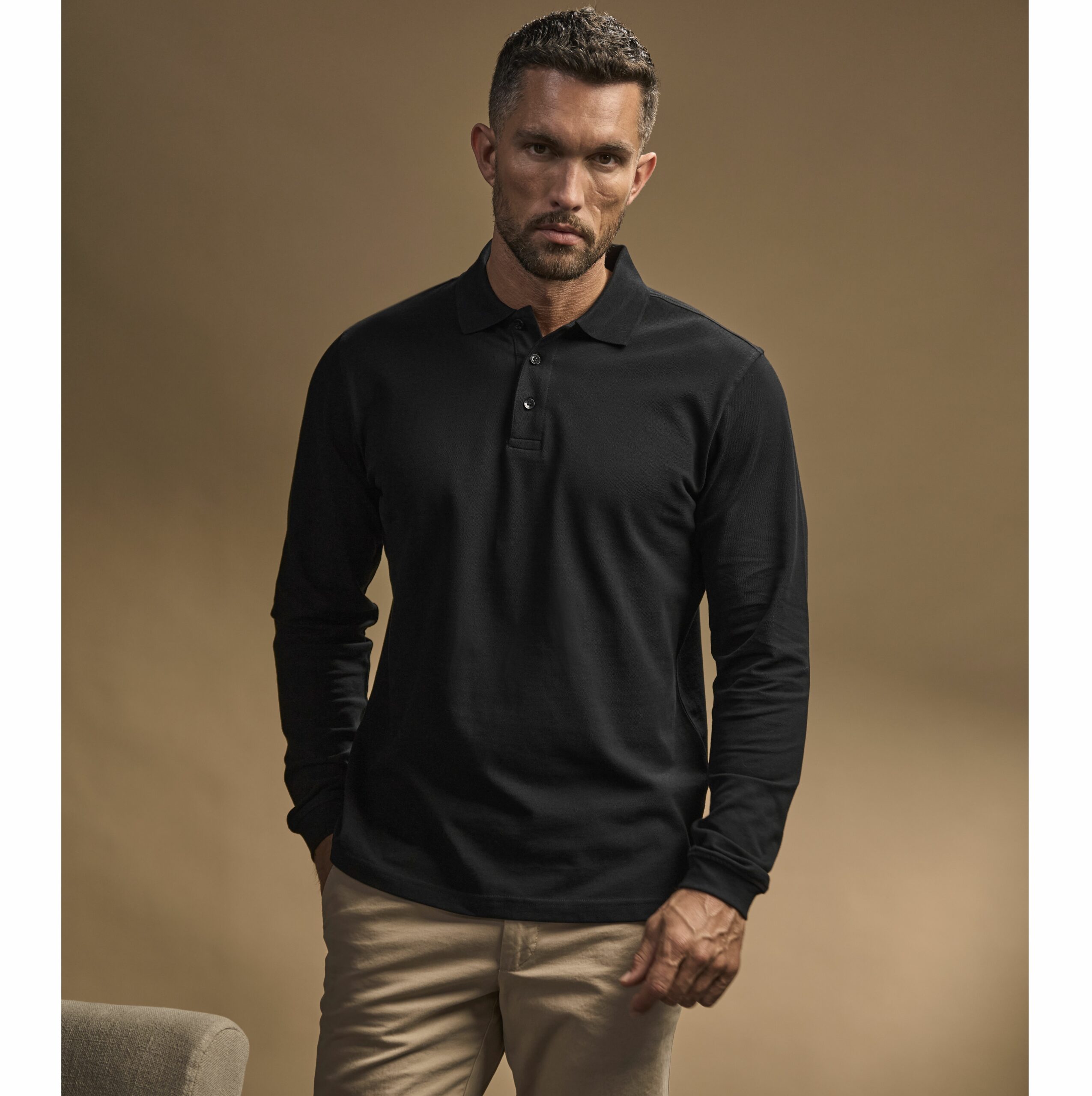 tee jays luxury stretch long sleeve polo